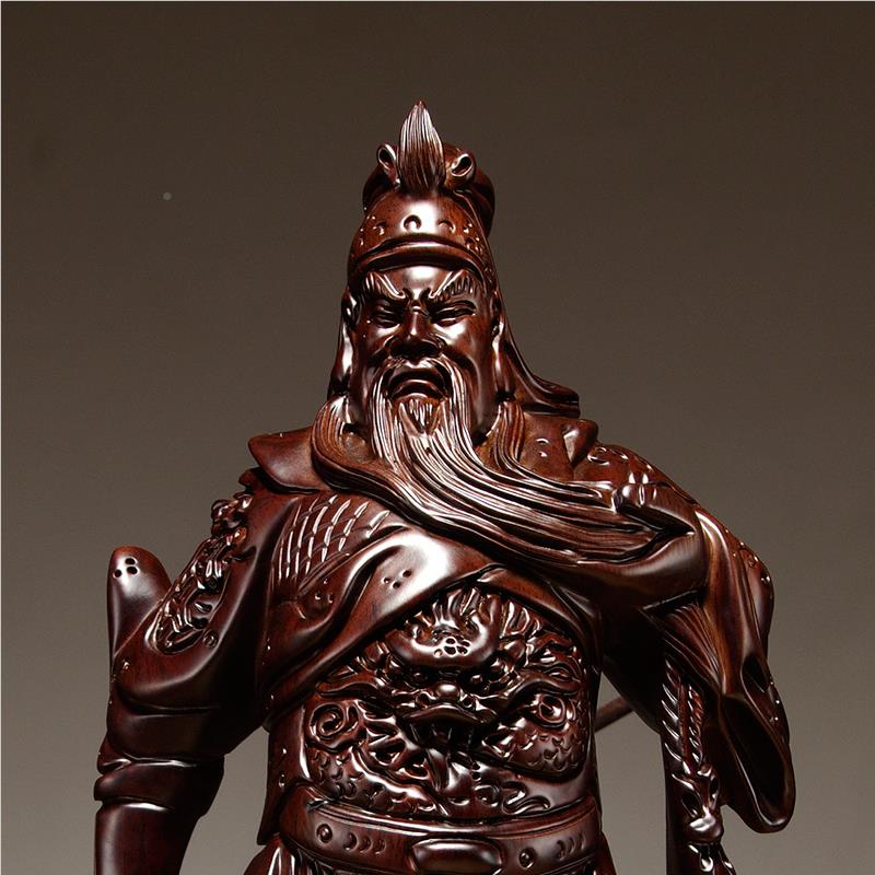 黑檀雕公摆件大号财神爷神家居客厅装木饰GG132红像木工艺品开业