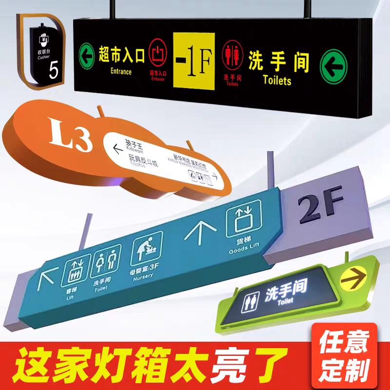 停车场吊牌地下车库指示牌商场化妆室医院双面发光镂空灯箱导视牌