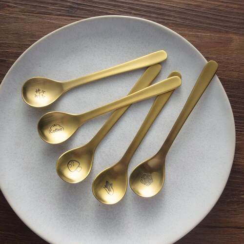 304 stainless steel gold teaspoon coffee mixing spoon