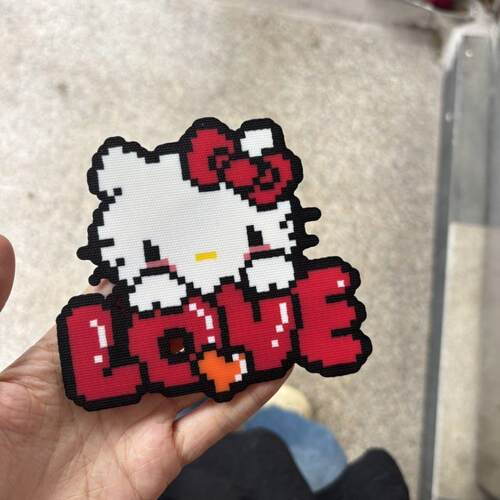 hellokitty拼豆挂件红色爱心可爱情侣闺蜜手工礼物拼豆成品挂件