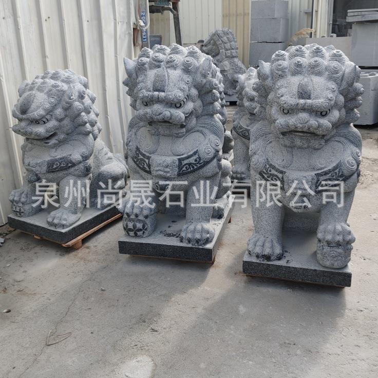 灰麻黑麻花岗岩石雕北京狮子北方狮子工厂银行大厦门口石狮子雕塑