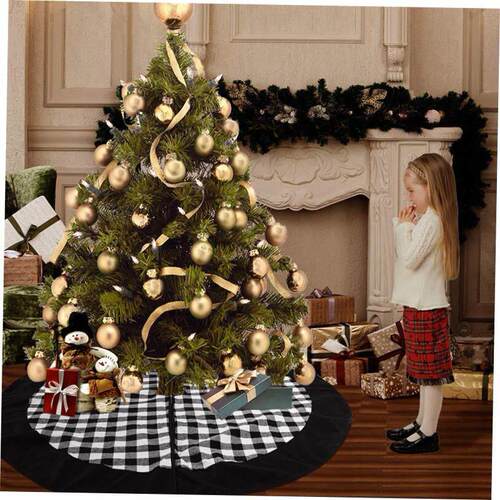 Christmas tree skirt plaid floor mat 圣诞树裙