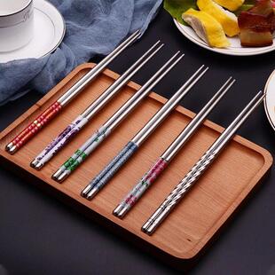 Reusable Stainless Blue Portable Tableware Steel Chopsticks