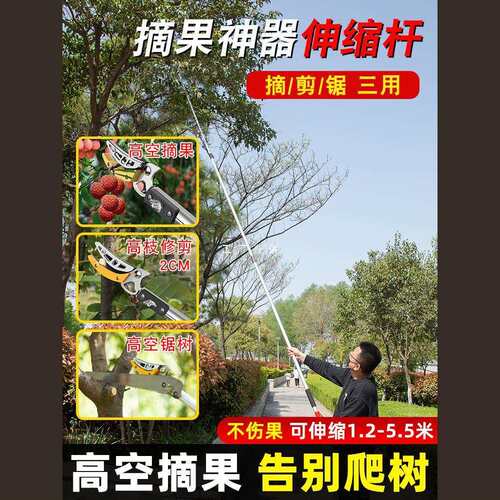 摘水果神器伸缩杆高空采摘果枇杷荔枝杨梅龙眼莲蓬剪刀修枝高枝剪