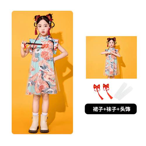新款六一儿童中国风演出服小学生啦诗演歌朗诵表队服啦幼儿园合唱