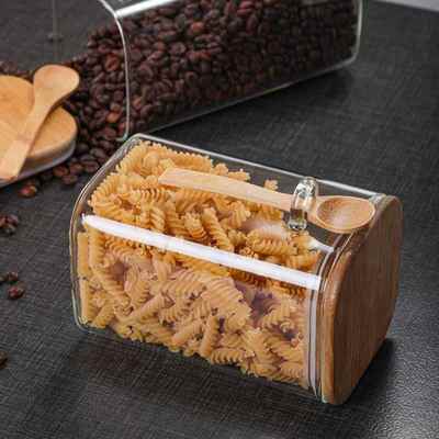 Sealed square pyretic glass container coffee bean storage co