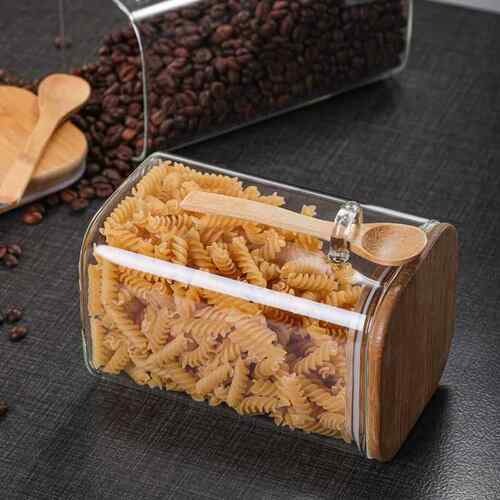 Sealed square pyretic glass container coffee bean storage co