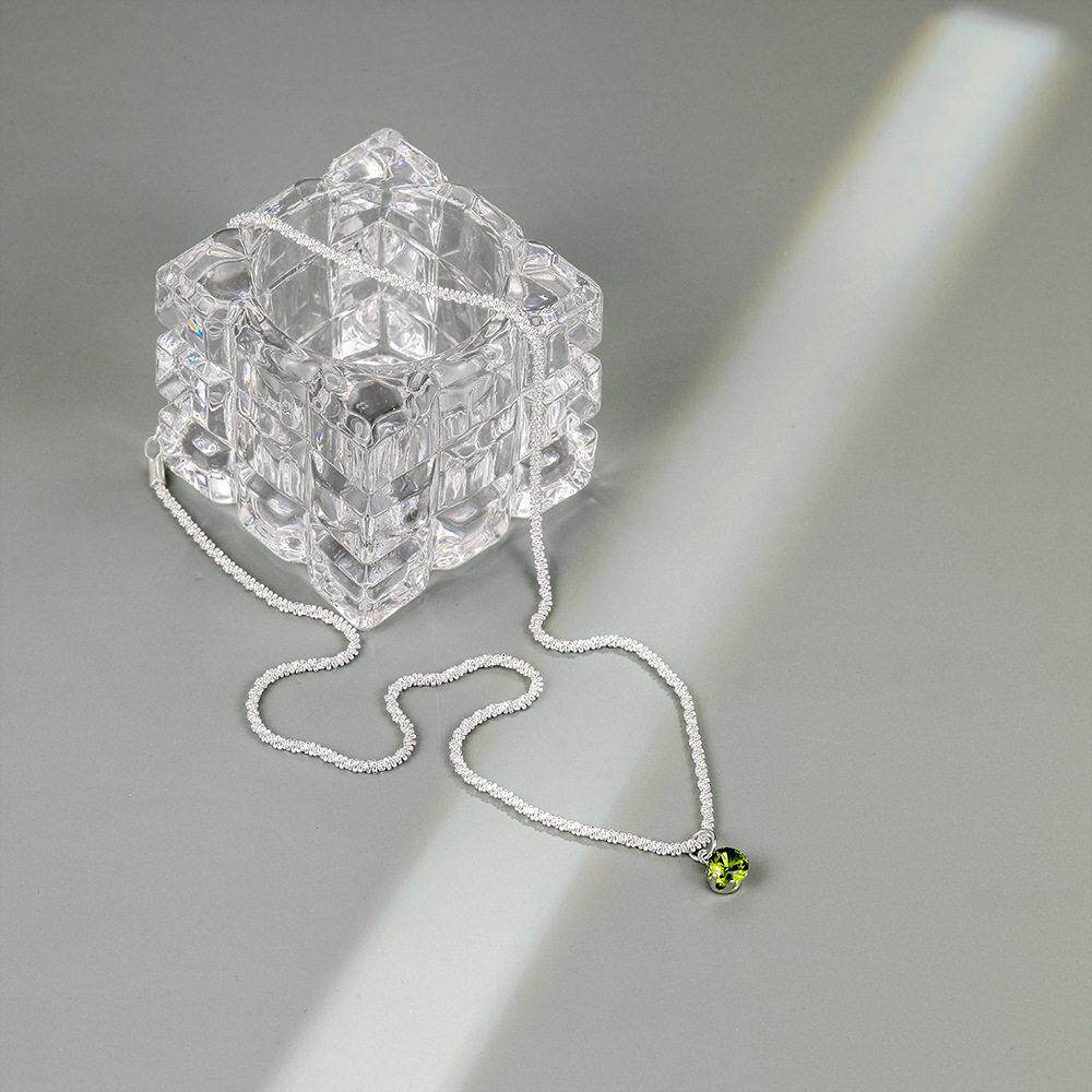 Green diamond pendant necklace women轻奢镶嵌绿色水钻吊坠项炼