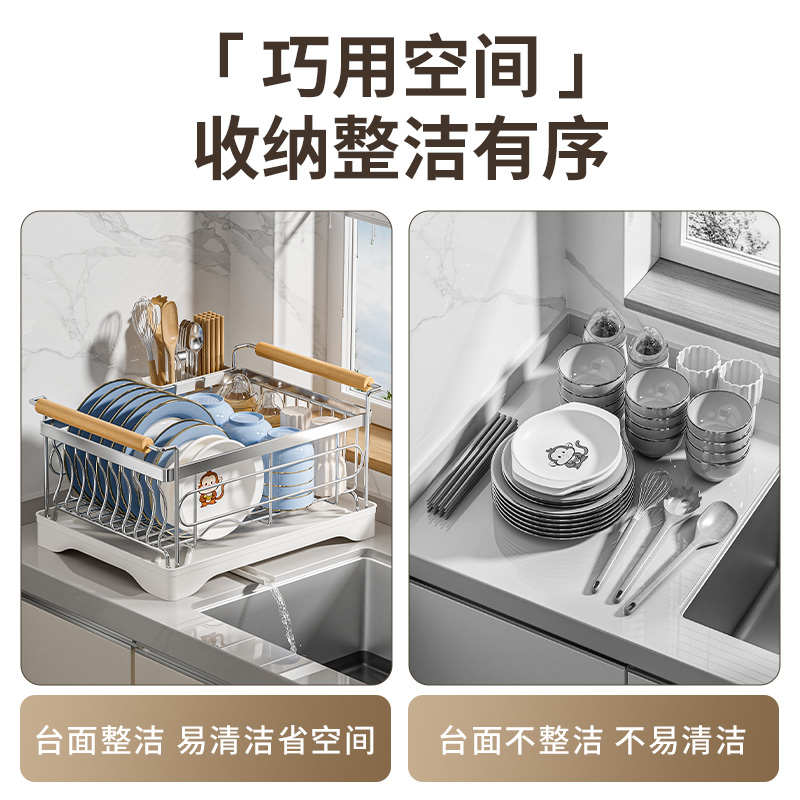 碗盘沥水架碗架304不锈钢厨房置物架沥水篮碗碟放碗筷收纳沥水架