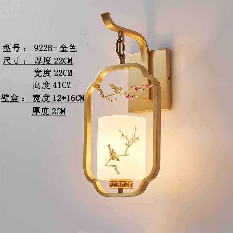 电视头中中式过道壁灯床新创意墙背景国风灯具花鸟禅意装饰灯客厅