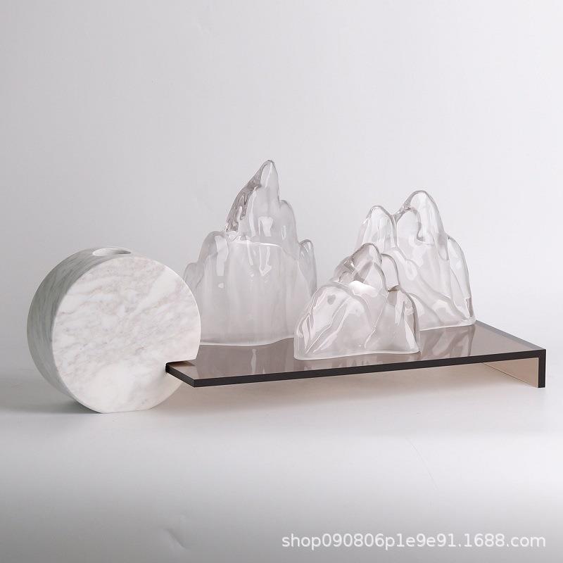 明现代简约透玻璃假房山艺品摆件样板家居客厅工玄关装饰PZ-58品