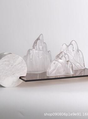 明现代简约透玻璃假房山艺品摆件样板家居客厅工玄关装饰PZ-58品