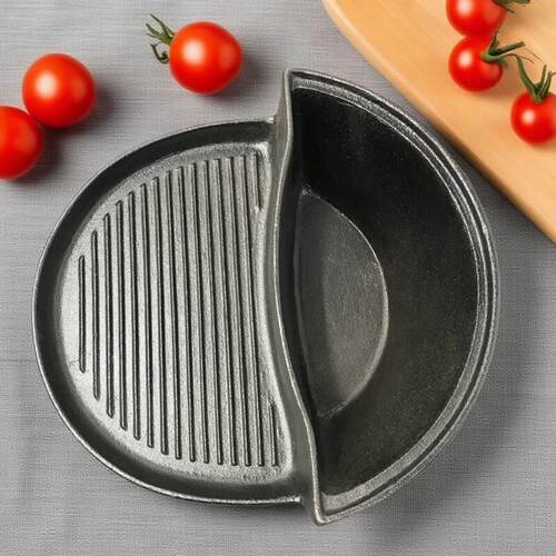 加厚铸铁锅韩式烤涮一体锅生铁汤锅翻墙火锅两用烧烤盘高低锅煎锅