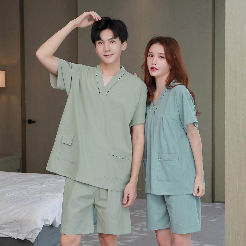 汗蒸服女款棉布套装情侣加肥大码棉桑拿服男按摩浴服汉蒸衣服