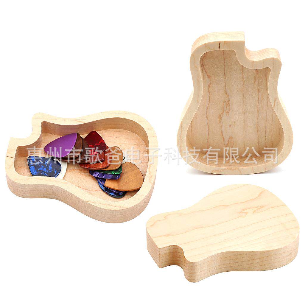 乐器配件 吉他型枫木拨片盒120*96mm