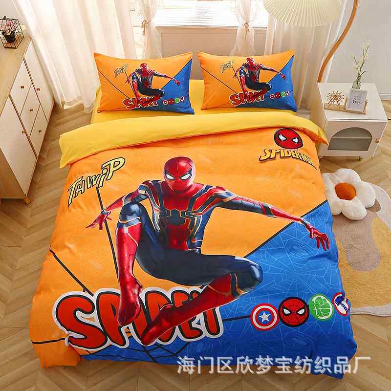 新款漫威蜘蛛侠床上用品四件套男孩漫威床单人儿童被罩三件套被套