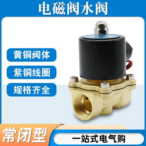 常闭电磁阀水阀2w-160-15/2w-025-08控制阀4分6分1寸220V气阀开