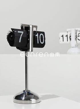 现SZO代创意客座厅翻时钟桌面页艺摆件简约钟摆钟样板房术家居装