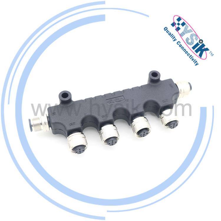 NMEA 2000一拖五 T型连接器 5芯 多端口组合线M12航空插头