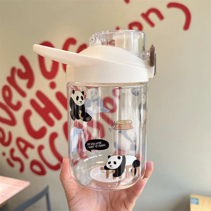 迪乐贝尔大容量tritan水杯便携运动水瓶太空杯夏季塑料熊猫卡通杯