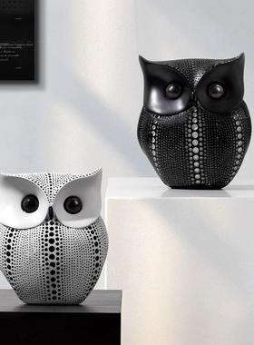 北欧猫头鹰摆件树脂件动物创意艺术客厅电视柜玄关桌面家居软装饰