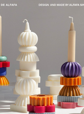EDITOR01 ALFAFA叠叠蜡香薰蜡烛可爱创意艺术感摆件不规莫兰迪色