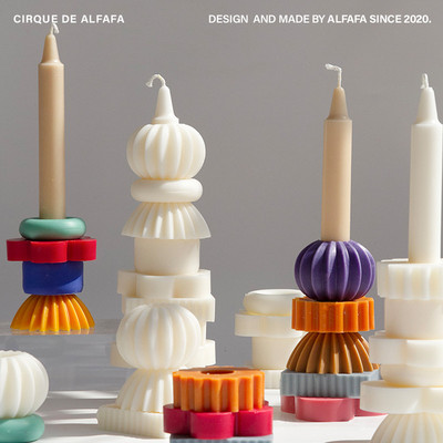 EDITOR01 ALFAFA叠叠蜡香薰蜡烛可爱创意艺术感摆件不规莫兰迪色