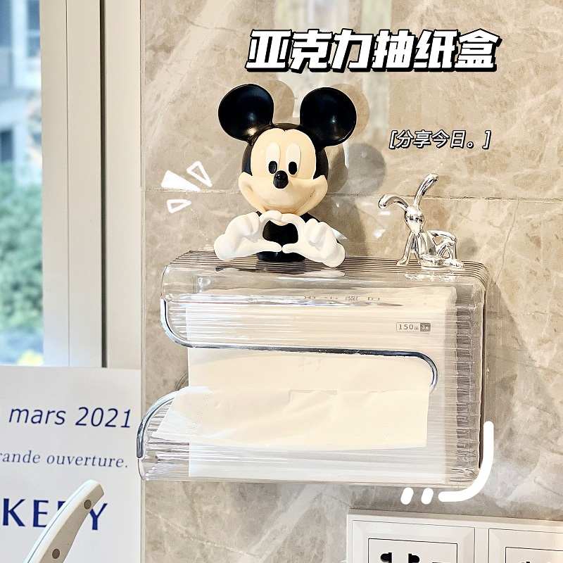 轻奢透明纸巾盒免打孔壁挂式卫生间墙上抽纸盒学生宿舍家用厕所女