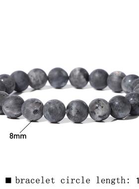 8mm Black White Natural Stone Bracelet Handmade Matte Opal
