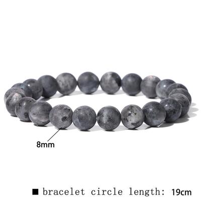 8mm Black White Natural Stone Bracelet Handmade Matte Opal