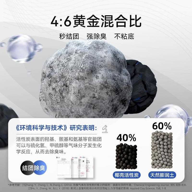 新款直销猫砂碳分子膨润土系列狗砂通用除臭无尘矿石椰壳活性混合