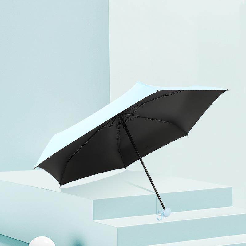 厂家直供马卡龙色晴雨伞 新款黑胶骨遮阳防晒晴雨伞 胶囊五折伞
