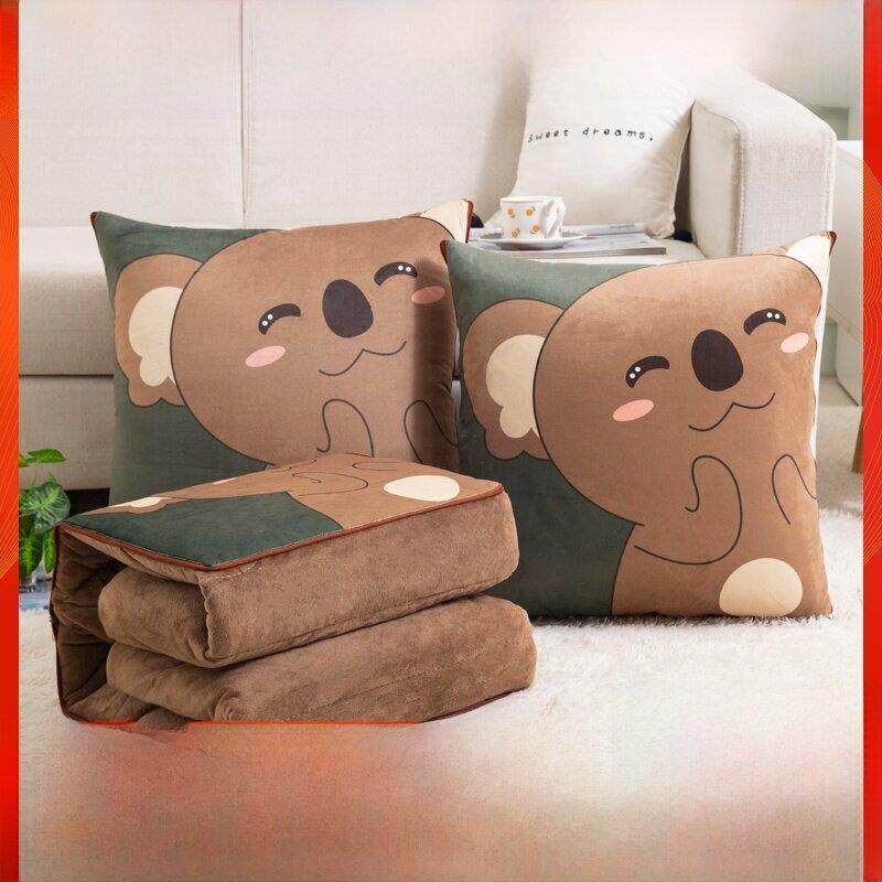 加厚毛绒抱枕被折叠靠垫被子汽车沙发水晶绒午休毯午睡珊瑚绒两用