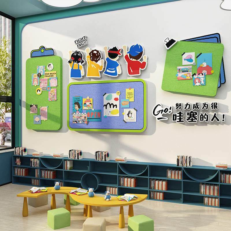 幼儿园环创主题墙成品托管班墙面装饰走廊布置毛毡板展示文化墙贴