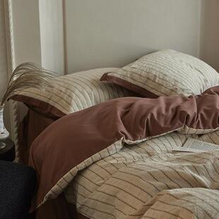 梧桐香颂︱小众设计高级色织全棉提花四件套复古纯棉宽边被套床品