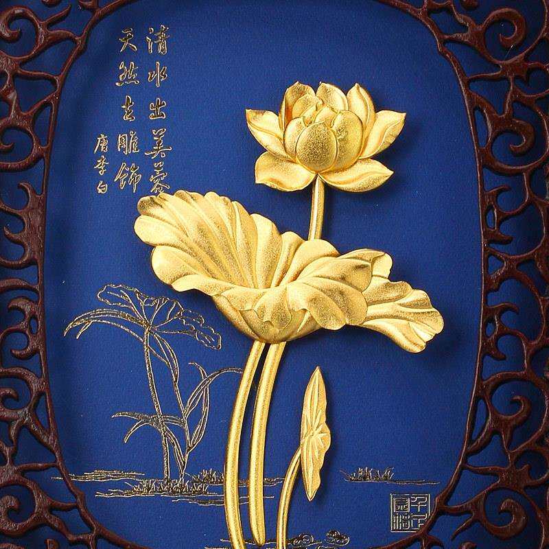 24k立体金箔画荷香莲花现代客厅简约装饰画创意家居饰品挂画壁画