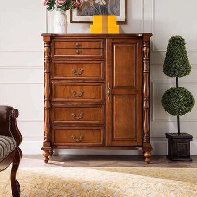 美式实木六斗柜储物柜入户门厅玄关收纳架欧式简约抽屉式置物靠墙
