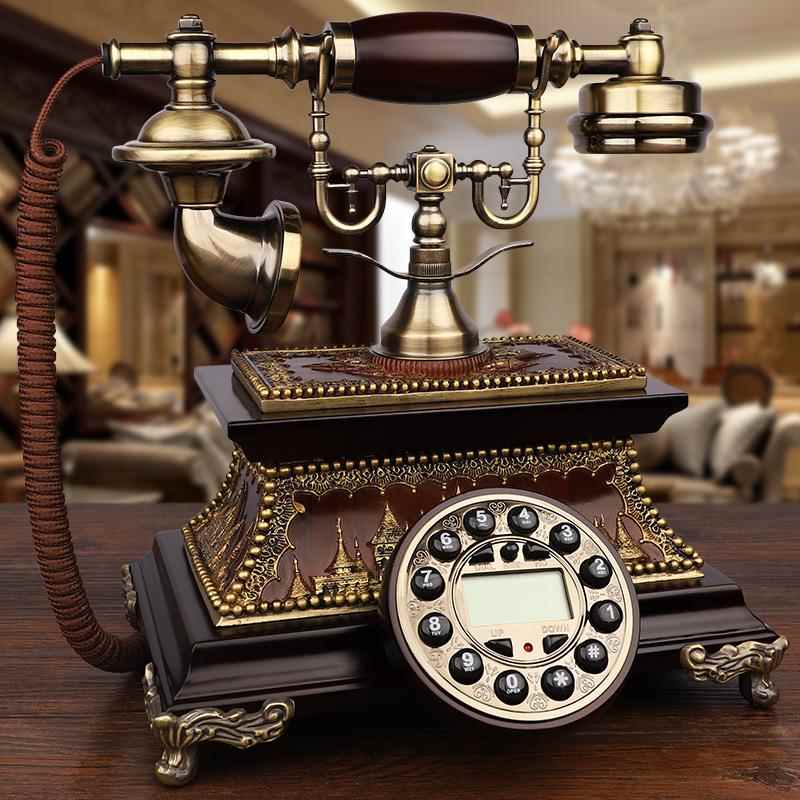 古话仿机摆件装133饰式复古实木欧欧式旋转老式电家用电话