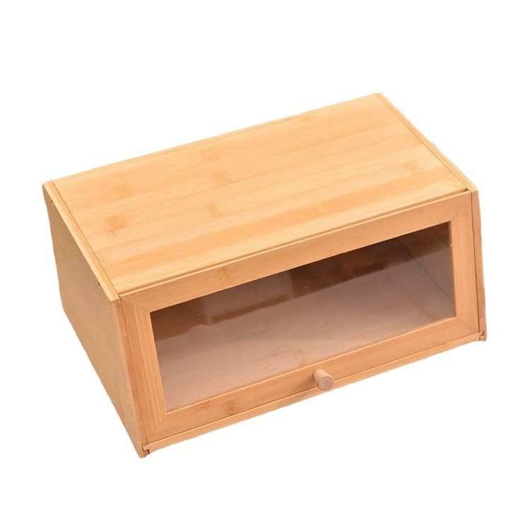 竹木餐边柜防尘带柜门置物架木质面包箱现代简约木盒竹木收纳盒