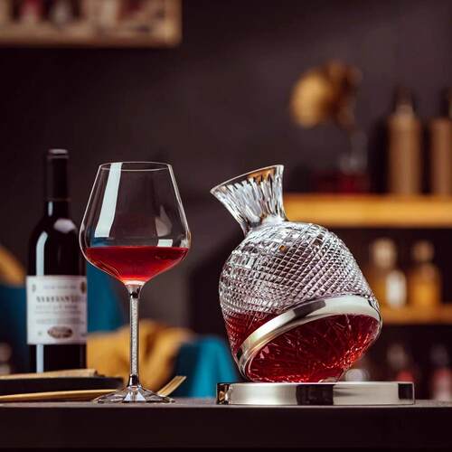 家用轻奢金钻红酒杯套装旋转醒酒器水晶勃艮第波尔多玻璃高脚杯子