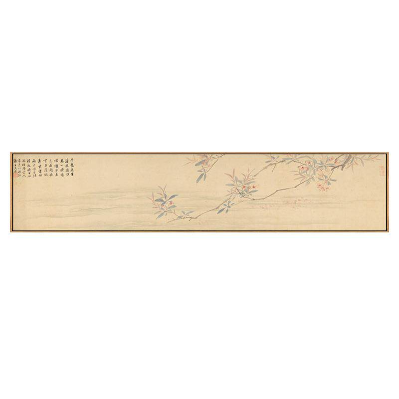唐伯虎中国风落花诗装饰画客厅书房横幅中式挂画唐寅书法字画