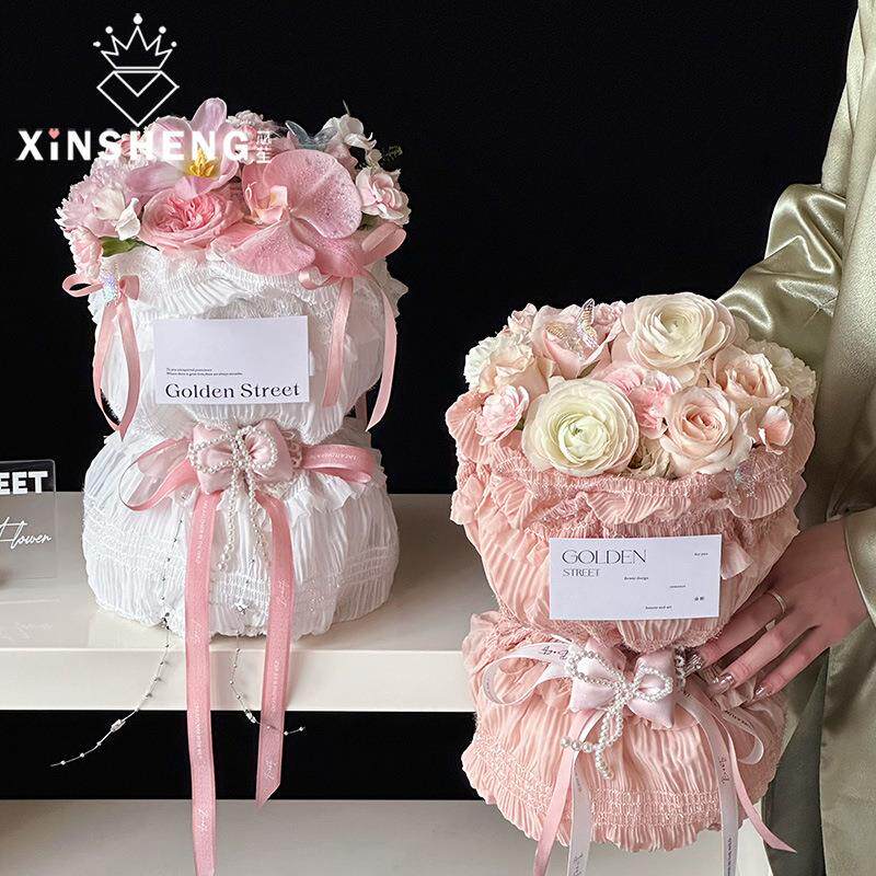 芯苼新品 少女裙摆布艺鲜花束包花布手工花艺礼品包装材料diy