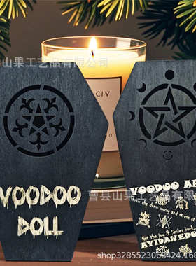 黑色木质棺材戒指盒哥特风翻盖带锁木盒万圣节棺材盒布偶棺材木盒