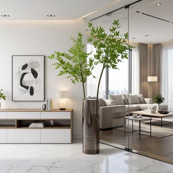 意简约大气水玻璃CXK花瓶60cm培式富贵竹高级感花长枝大口径落地