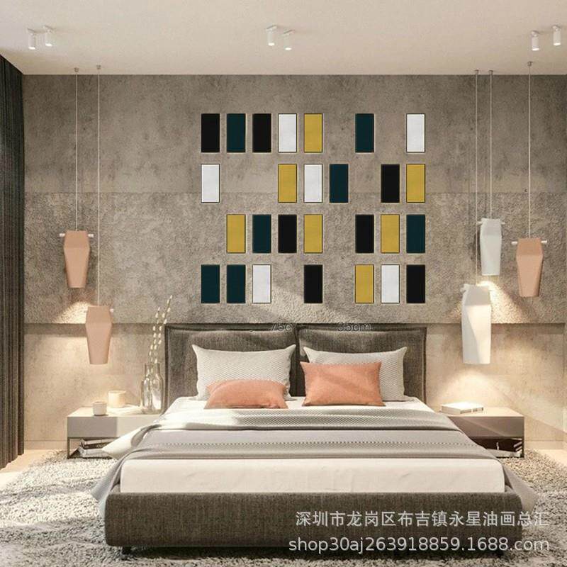 现代简约装饰画纯色小画样板房挂画大堂组合拼贴墙画软装画极简