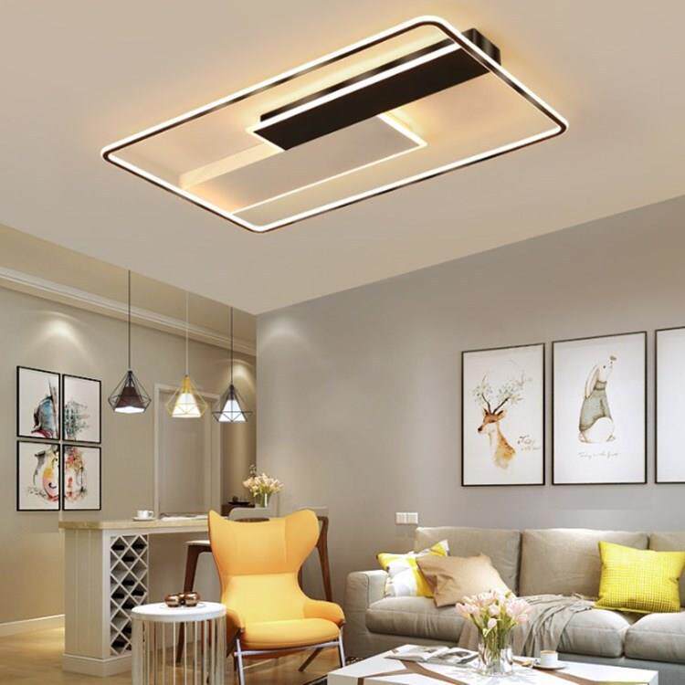 客厅灯现代简约大气长方形led吸顶灯家用卧室灯北欧餐厅灯金色款