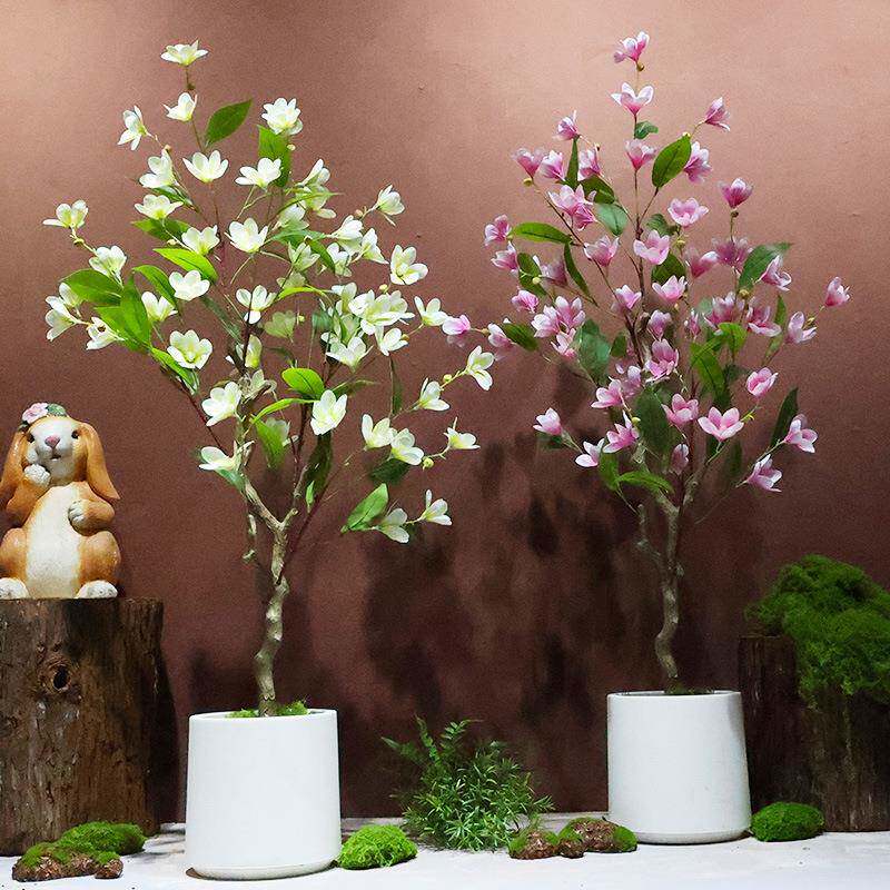 仿真玉兰花树大型假花树绿植物高级仿生假树客厅室内装饰落地摆件