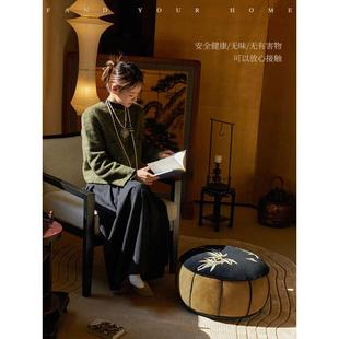 蒲团氛围竹韵 蜡笔靠垫沙发夜山竹中式 刺绣坐垫 坐墩感巴东方新派