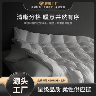 现货90白鸭羽绒高奢纯棉蓬松轻盈蓄热保暖0压感舒睡超柔秋冬厚被