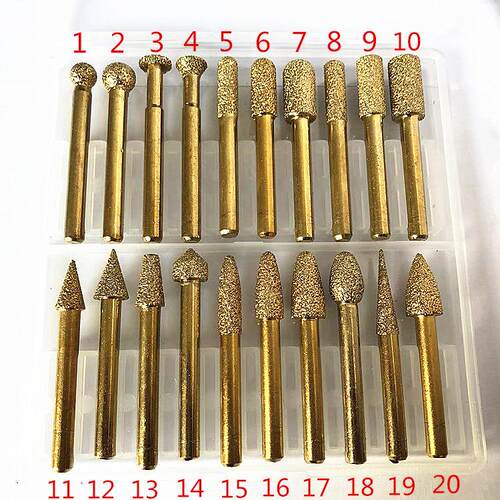 镀钛金刚石磨头 6mm 钎焊磨头 46目粗砂磨头 石材陶瓷打磨木盒装